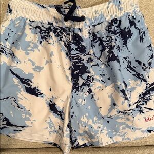 Huk Boys Blue and Navy Camouflage Swim Trunks